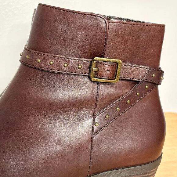 Lauren Ralph Lauren "Shaw" Chocolate Brown Leather Ankle Boots with Studs size 6 - Picture 6 of 10